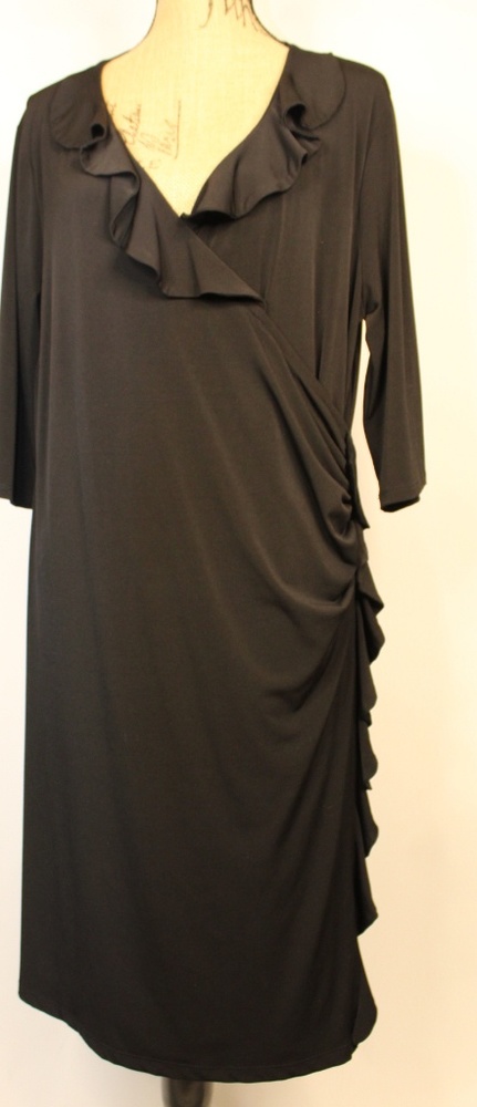 Kiyonna 2 black wrap ruffle dress
